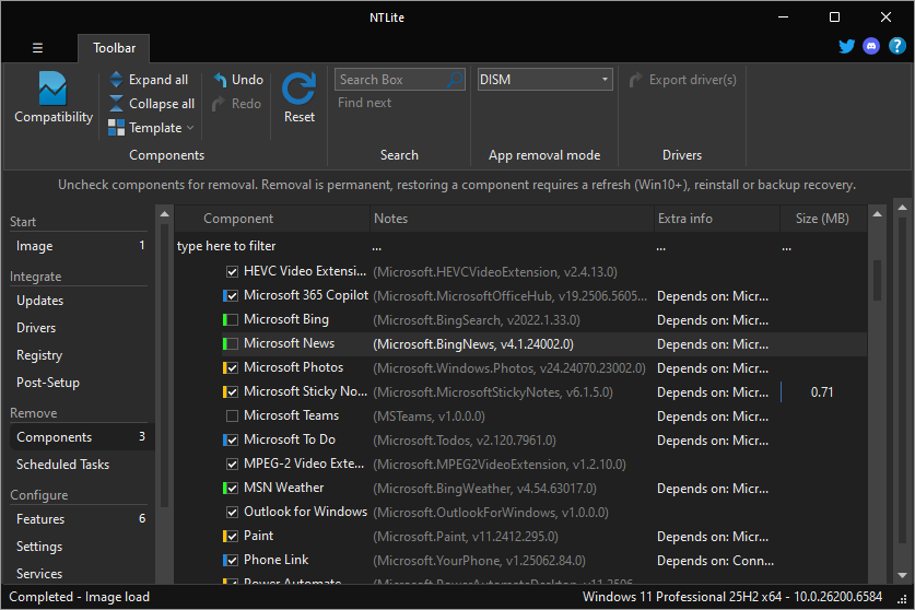 📷 Ảnh: Mục Remove Components giúp loại bỏ thành phần không cần thiết.